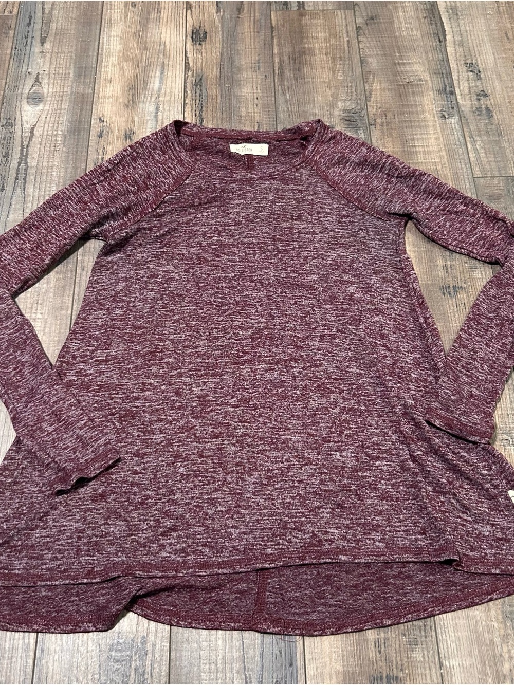 Hollister Burgundy Marled Long Sleeve Top Womens Size S Small‎